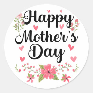 Mother's Day Mummy Cute Floral Women For Mum Grand Classic Round Sticker