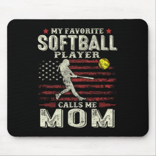 Mothers Day My Favourite Softball Player Calls Me Mouse Pad