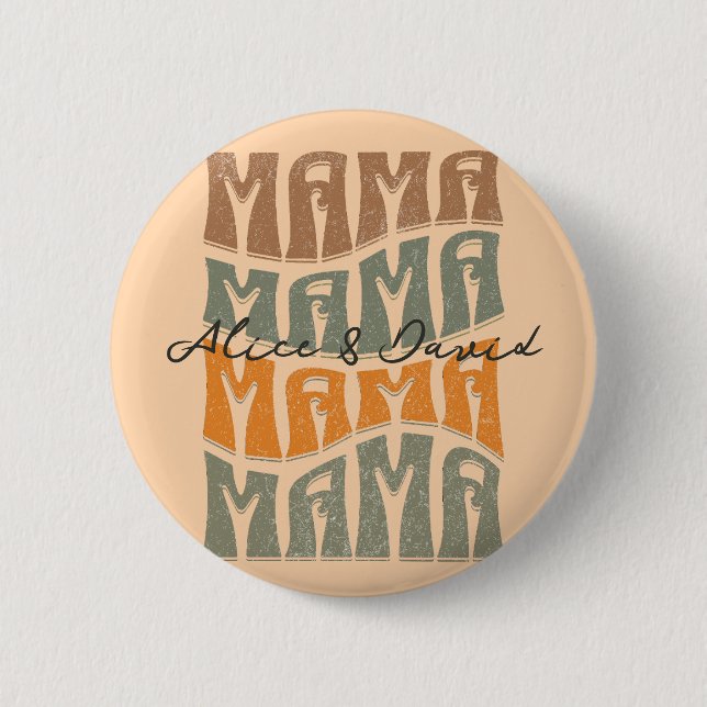 Mother's Day Natural Colour Mama Kids Name 6 Cm Round Badge (Front)