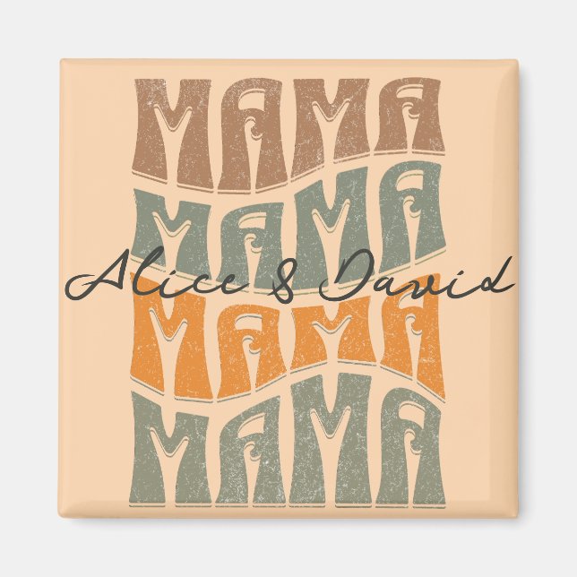 Mother's Day Natural Colour Mama Kids Name T-Shirt Magnet (Front)