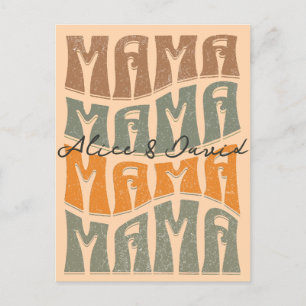 Mother's Day Natural Colour Mama Kids Name T-Shirt Postcard