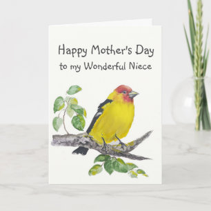 Mother's Day Niece Western Tanager Bird Card