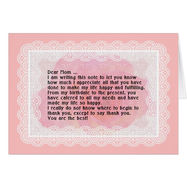 Mother's Day Note and Card for Mum (Front Horizontal)