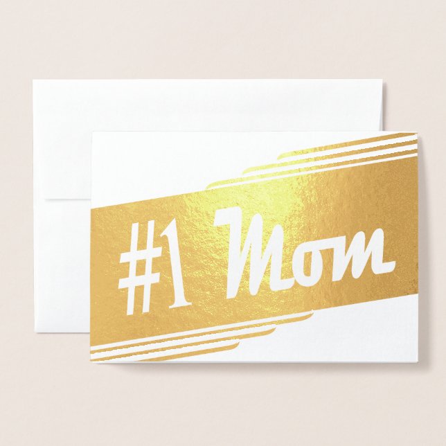 Mother's Day Number One Mum Vintage Foil Card (Front With Envelope)