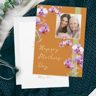 Mother's Day Orange Orchid Photo Card