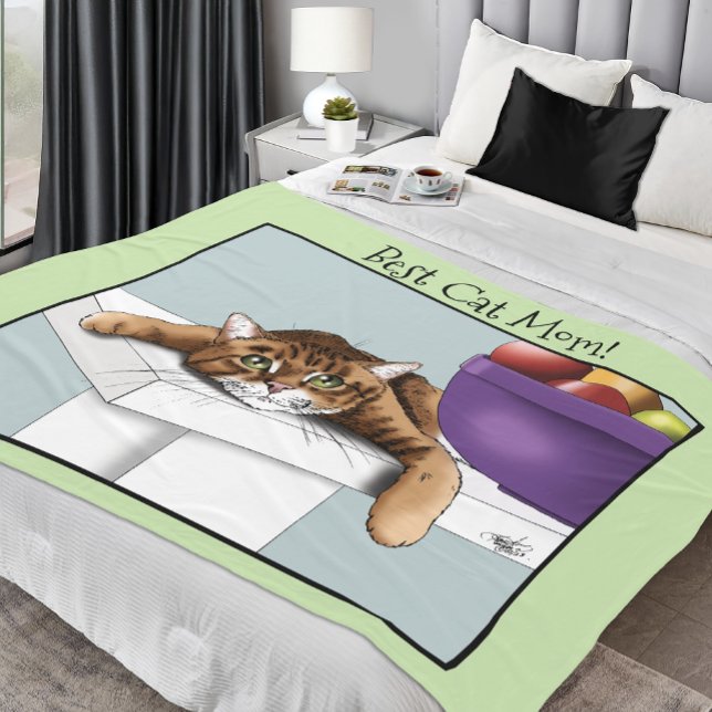  Mother's Day Orange Tabby Cat Fleece Blanket (Creator Uploaded)