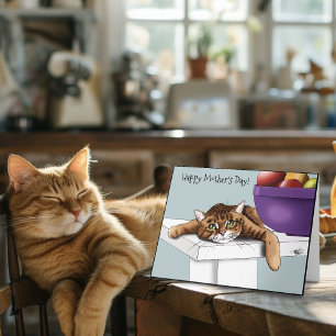  Mother's Day Ornage Tabby Cat Card