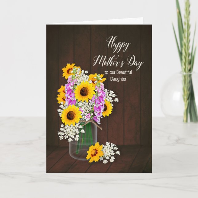 MOTHER'S DAY-  OUR DAUGHTER - COUNTRY FLOWERS/VASE CARD (Front)