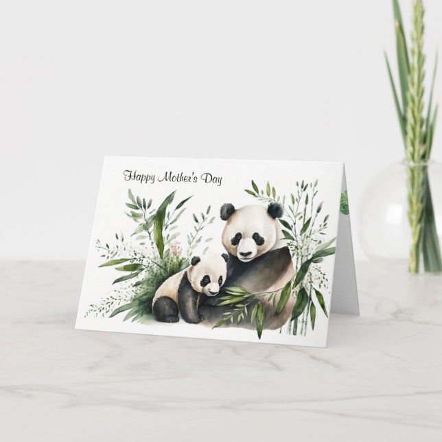 Mother's Day Panda Bear With Cub Card (Front)
