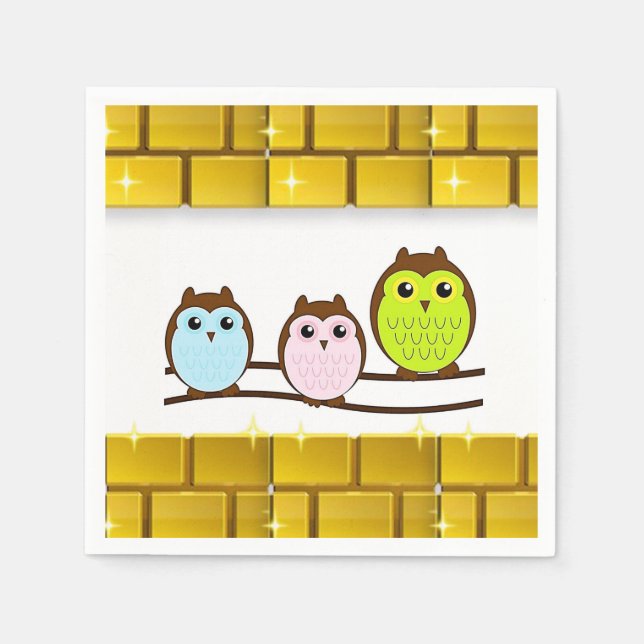 Mother's Day Paper Napkins Owl (Front)