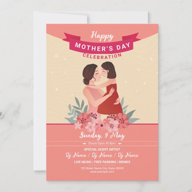 Mother's Day Party Invitation Card (Front)