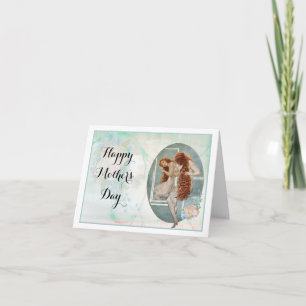 Mother's Day Pastel Rose Bouquet Looking Mirror Holiday Card