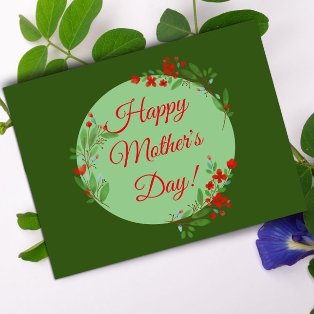 Mother's day pattern  red flowers watercolor  postcard (Creator Uploaded)