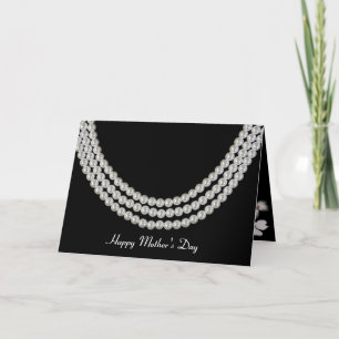 Mother's Day-pearl necklace on black Card