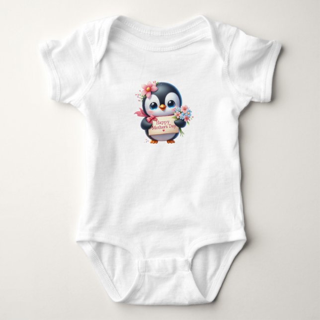 Mother's Day Penguin Baby Bodysuit (Front)