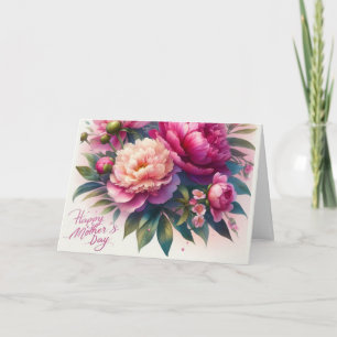  Mother's Day  Peony Blooms Holiday Greeting  Card