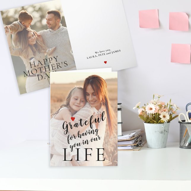 Mothers Day personalised 2 photos and text Holiday Card (Creator Uploaded)