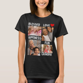 Mothers Day | Personalised Blessed Grandma 4 Photo T-Shirt