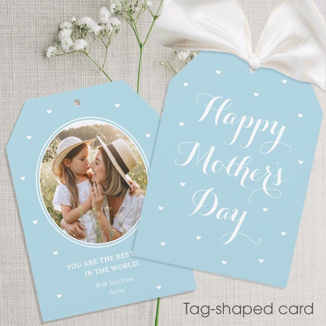 Mother's Day Personalised Photo Name Pastel Blue Card (Creator Uploaded)