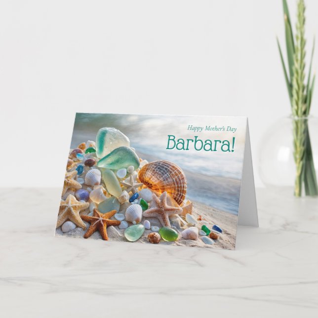 Mothers Day Personalized Name Beach Sea  Card (Front)
