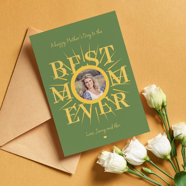 Mother's Day photo best mum ever typography card (Creator Uploaded)