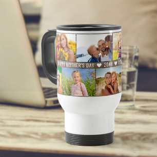 Mother's Day Photo Collage 9 Photos & Custom Text Travel Mug