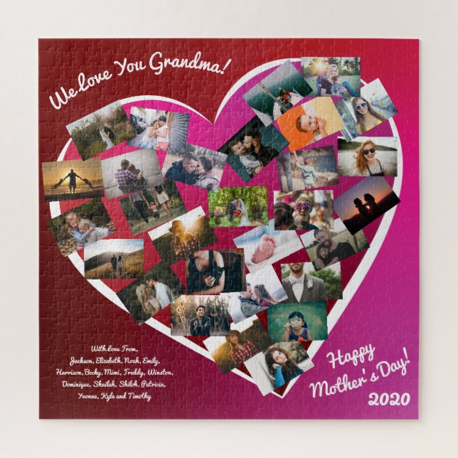 Mother's Day Photo Collage Grandmother Gift Puzzle (Vertical)