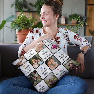 Mothers Day Photo Collage With Best Mum Quotes Cushion