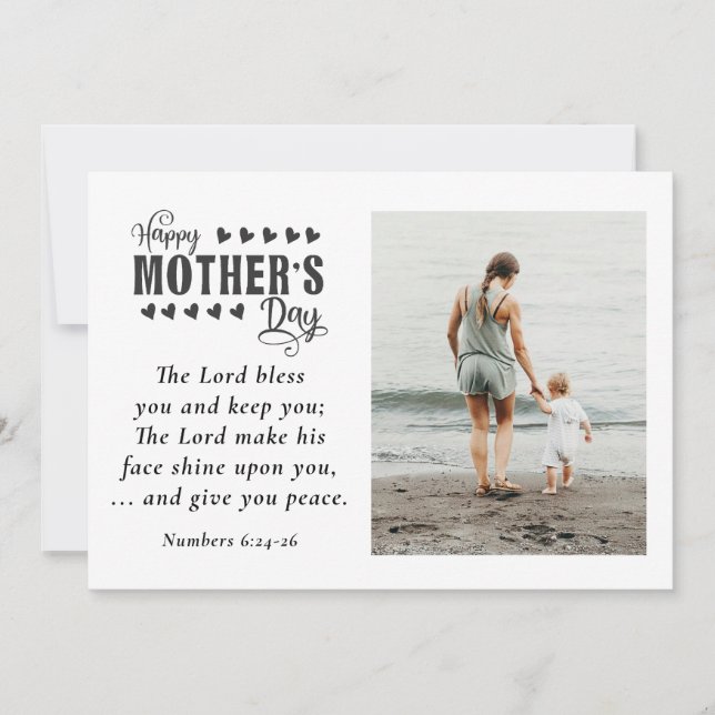 Mother's Day Photo Lord Bless You Christian Bible  Holiday Card (Front)