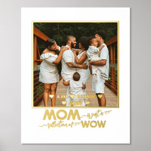 Mother's Day Photo, Modern Script Text Gold Silver Foil Prints
