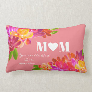 Mother's Day Pink Bright Florals Mum Lumbar Cushion