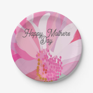 Mothers Day Pink Daisy Flower  Mothers Day Paper Plate