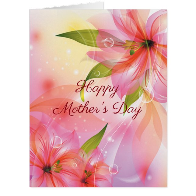 Mother's Day Pink Floral Big Card (Front)