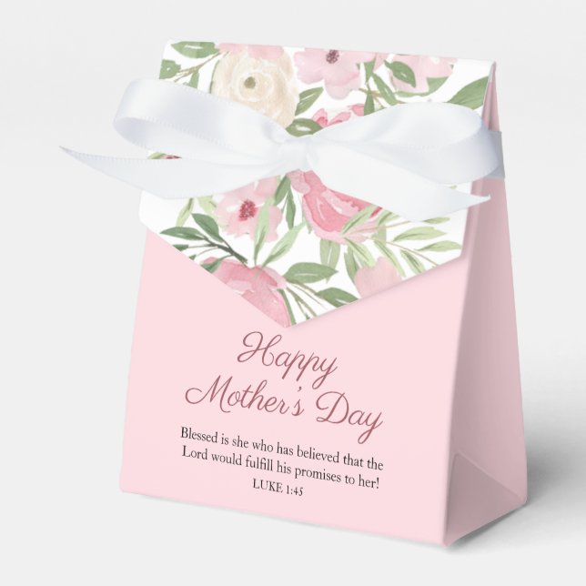 Mother's Day Pink Floral Watercolor Favour Box (Front Side)