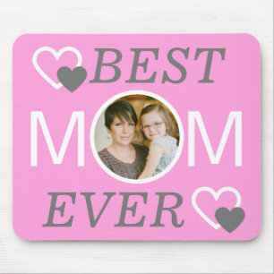 Mothers Day Pink Personalised Photo Best Mum Ever Mouse Pad