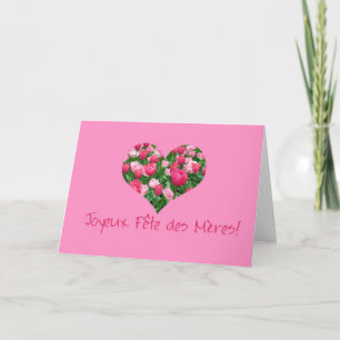 mother's day pink tulip hearts card french