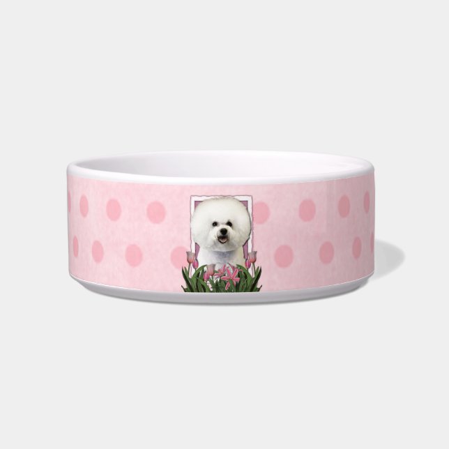Mothers Day - Pink Tulips - Bichon Frise Bowl (Front)