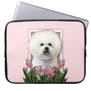 Mothers Day - Pink Tulips - Bichon Frise Laptop Sleeve