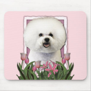 Mothers Day - Pink Tulips - Bichon Frise Mouse Pad