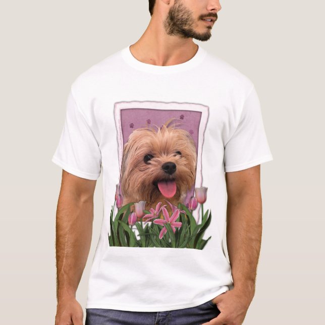 Mothers Day - Pink Tulips - Morkie - Lacey T-Shirt (Front)