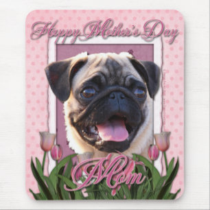 Mothers Day - Pink Tulips - Pug Mouse Pad