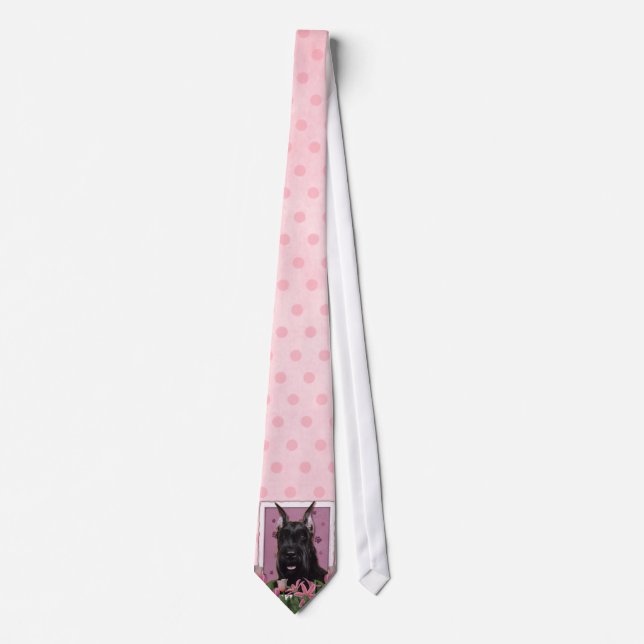 Mothers Day - Pink Tulips - Schnauzer Tie (Front)