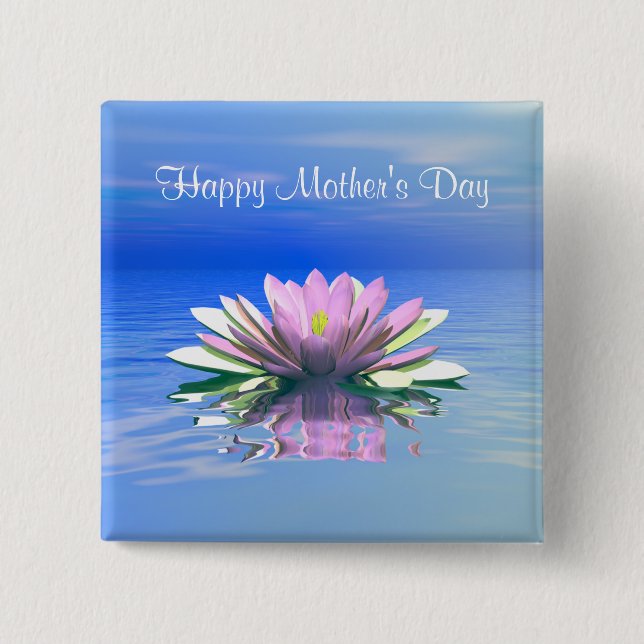 Mother's Day Pink Water Lily 15 Cm Square Badge (Front)