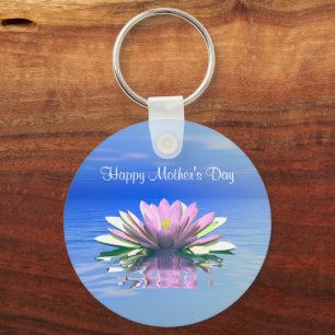 Mother's Day Pink Water Lily Key Ring