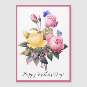 Mother's Day Pink Yellow Roses Purple Butterfly