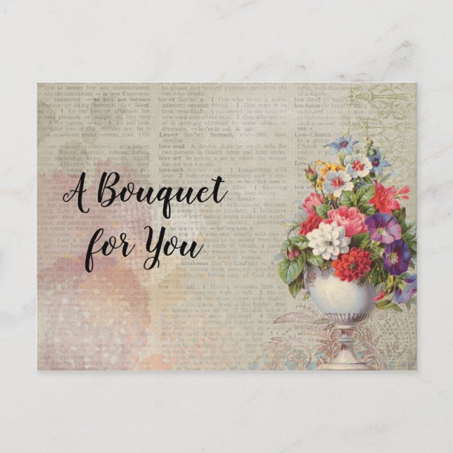 Mother's Day Planter Colourful Flowers Newspaper Postcard (Front)