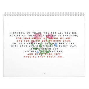 mothers day poem and flowers  calendar