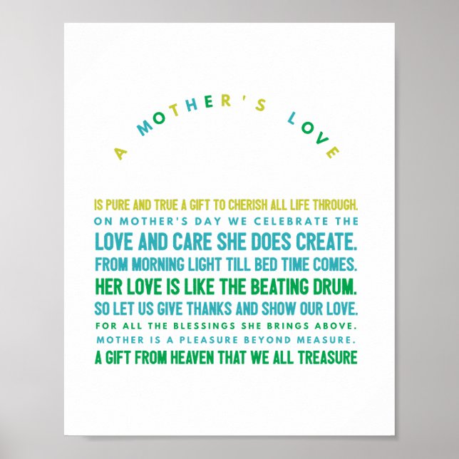 mothers day poem postcard poster (Front)