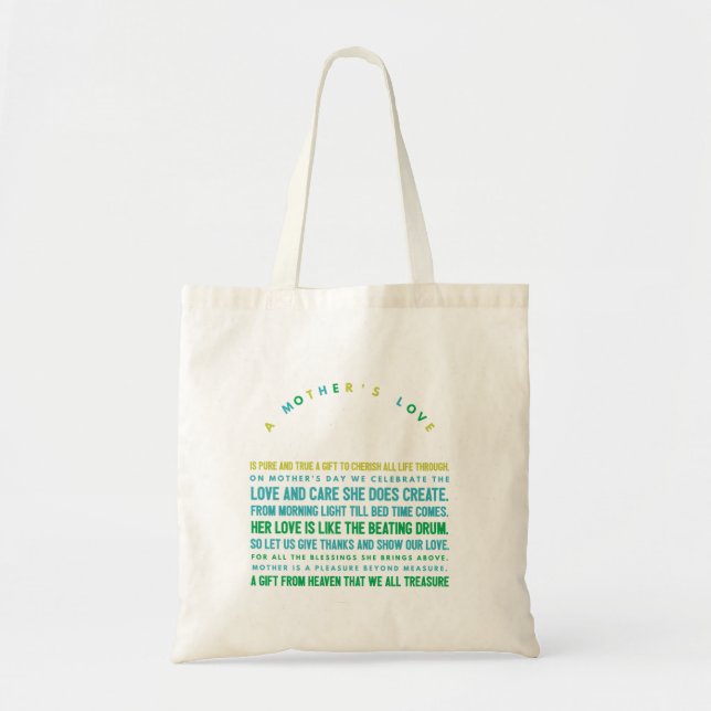 mothers day poem postcard poster calendar T-Shirt  Tote Bag (Front)