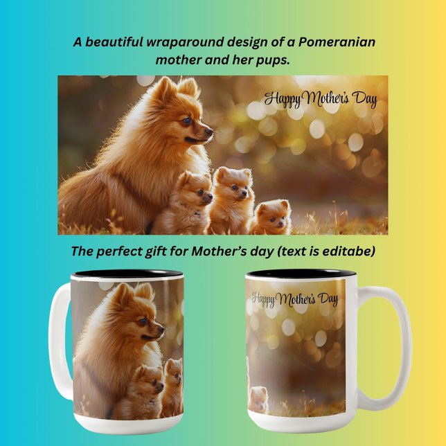 Mother's Day Pomeranian Two-Tone Coffee Mug (Creator Uploaded)